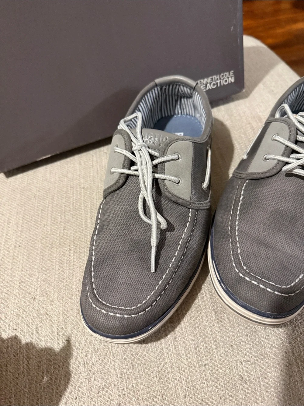 Kenneth Cole Reaction Men's Gray Canvas Boat Shoes